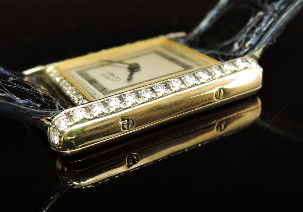 Cartier マストタンク レディース クオーツ アフターダイヤ 【中古時計】 【委託時計】