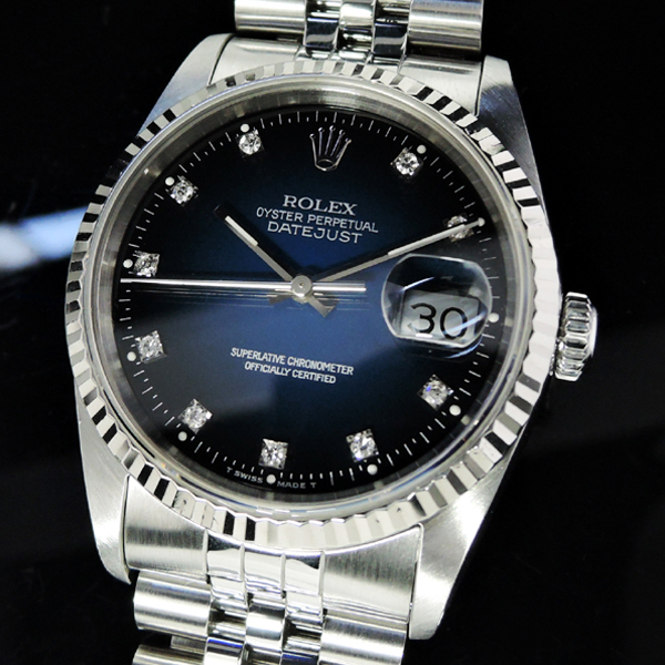 ロレックス ROLEX 16234G W番(1996年頃製造) ブルー /ダイヤモンド メンズ 腕時計