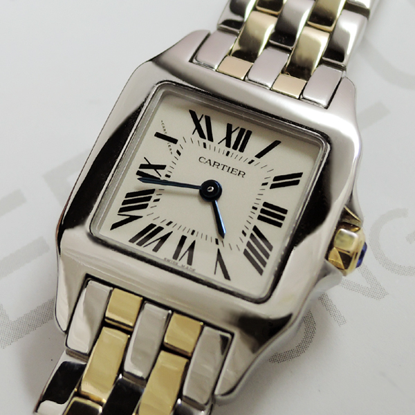 Cartier サントスドゥモワゼルSM W25066Z6 クオーツ 時計 アイボリー 付属品有 【委託時計】