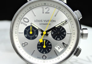 LOUIS VUITTON タンブール クロノ Q112E SSx白ラバー メンズ腕時計 自動巻 【委託時計】
