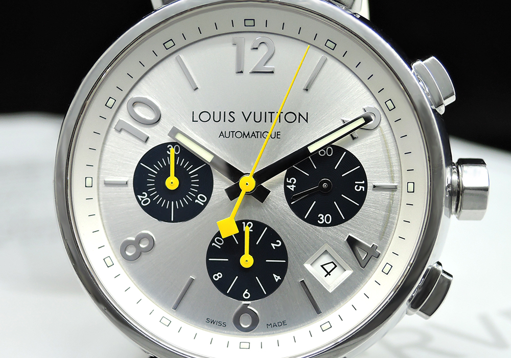 LOUIS VUITTON タンブール クロノ Q112E SSx白ラバー メンズ腕時計 ...