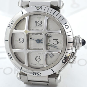 Cartier パシャC 38mm グリットコンベックス W31059H3 自動巻 腕時計 メンズ SS 白文字盤 【委託時計】