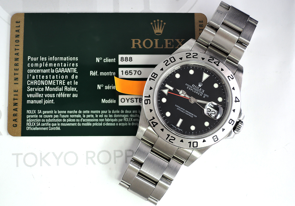 ROLEX エクスプローラ2 16570 M番 黒文字盤 ルーレット刻印 保証書有 【委託時計】