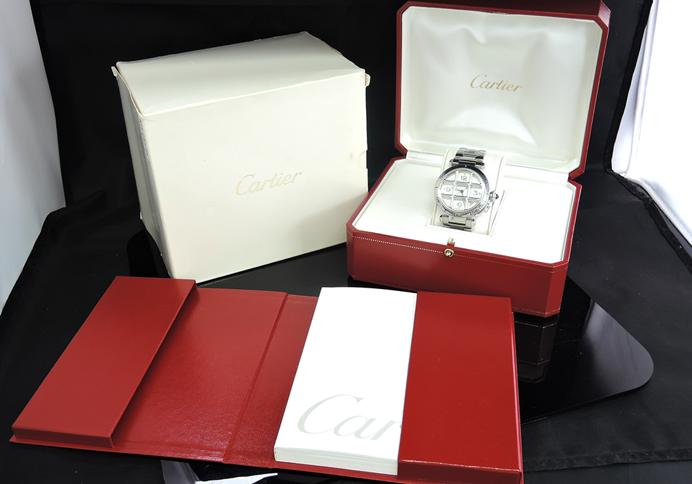 Cartier パシャ38mm グリット W31040H3 自動巻 腕時計 メンズ SS 白文字盤 【委託時計】