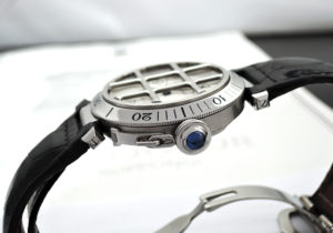 Cartier パシャ38mm グリット W3104055 自動巻 腕時計 メンズ SSｘ黒革 シルバー文字盤 【委託時計】