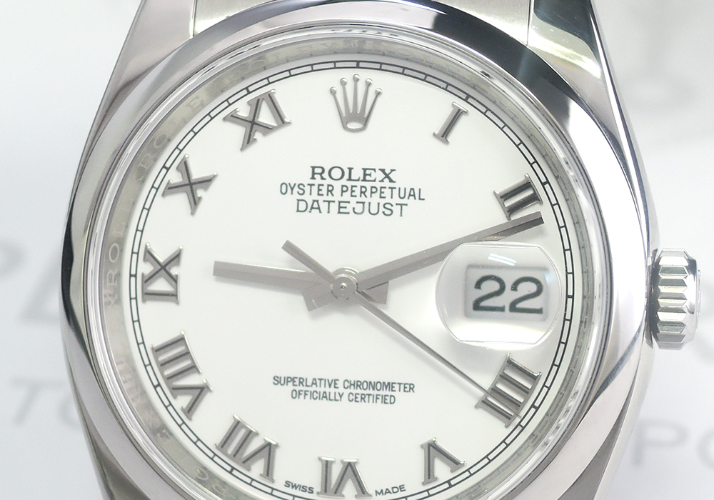 ロレックス ROLEX デイトジャスト 116200 ランダム番 時計 メンズ ブランド 自動巻き AT ステンレス SS ローマ ルーレット シルバー ホワイト 磨き済み
