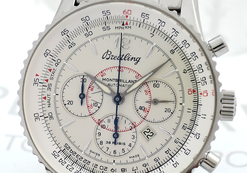 BREITLING モンブリラン A41330 A414G96NP クロノグラフ 自動巻 シルバー文字盤 保証書有 国内正規 【委託時計】