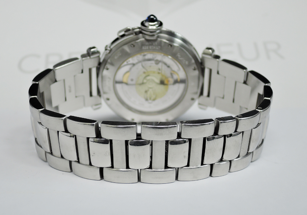 Cartier パシャ38mm 2379 クロノグラフ 自動巻 腕時計 メンズ アイボリー文字盤 ギョーシェ 【委託時計】