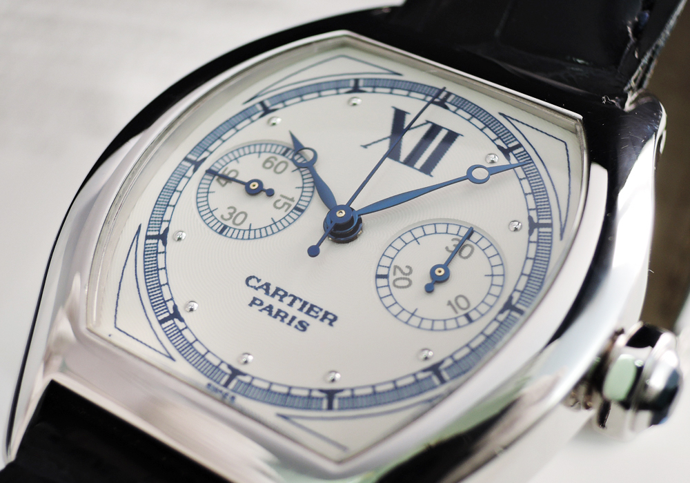 Cartier トーチュ ワンプッシュクロノ W1525851 手巻 メンズ 18KWGx黒革 白文字盤 01/2007保証書付【委託時計】
