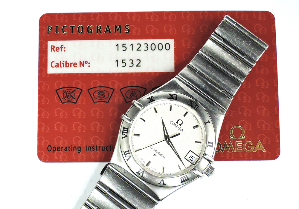 オメガ コンステレーション クォーツ メンズ 腕時計 白文字盤 純正SSベルト 1512.30