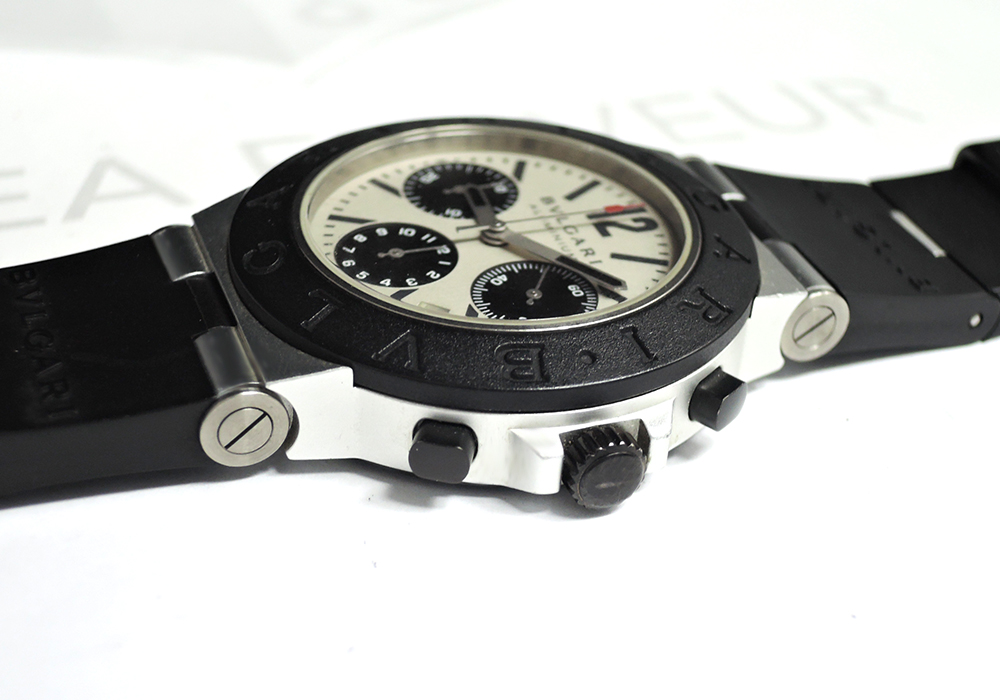 BVLGARI アルミニウム クロノグラフ AC38TA メンズ腕時計 シルバーｘ 