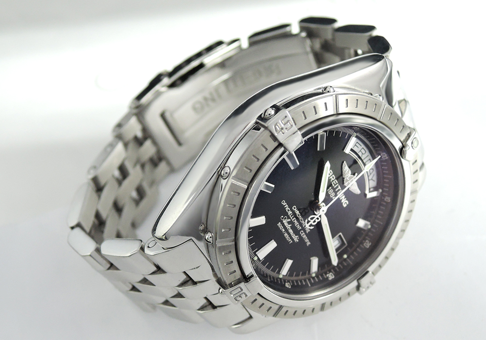 BREITLING ヘッドウィンド A45355 メンズ腕時計 自動巻 黒文字盤 04/2001保証書有 【委託時計】
