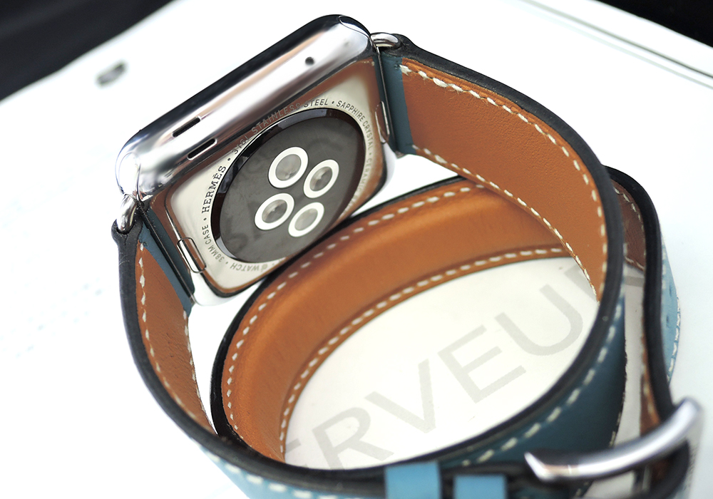 HERMES アップルウォッチ ユニセックス腕時計 スマートウォッチ 充電式 エルメスベルト ブルー 保証書 【委託時計】