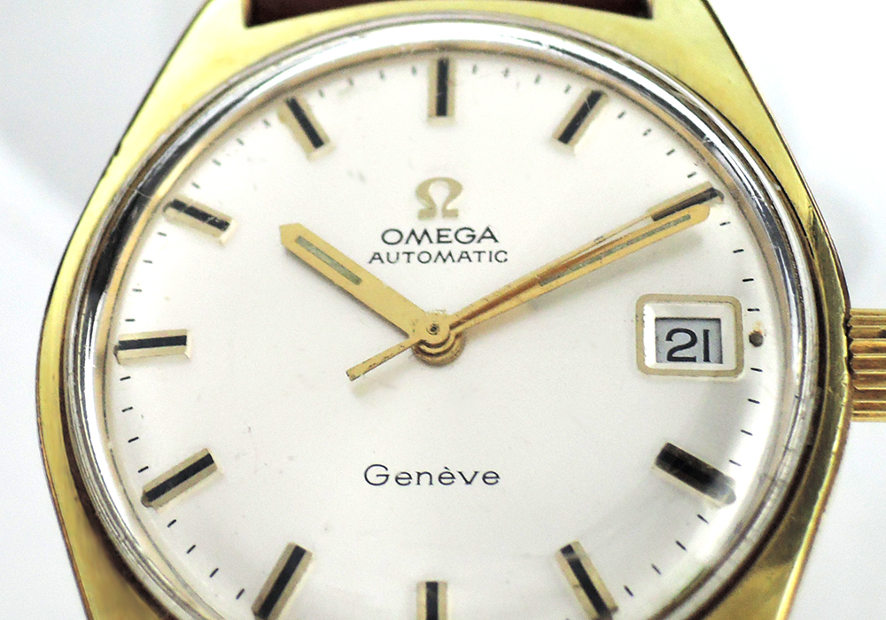 OMEGA アンティーク 14K ゴールド メンズ腕時計 自動巻 シルバー文字盤 ベルト社外品 【委託時計】