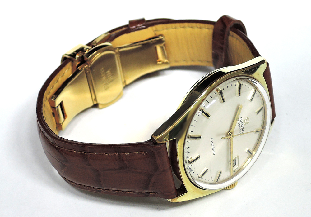 OMEGA アンティーク 14K ゴールド メンズ腕時計 自動巻 シルバー文字盤