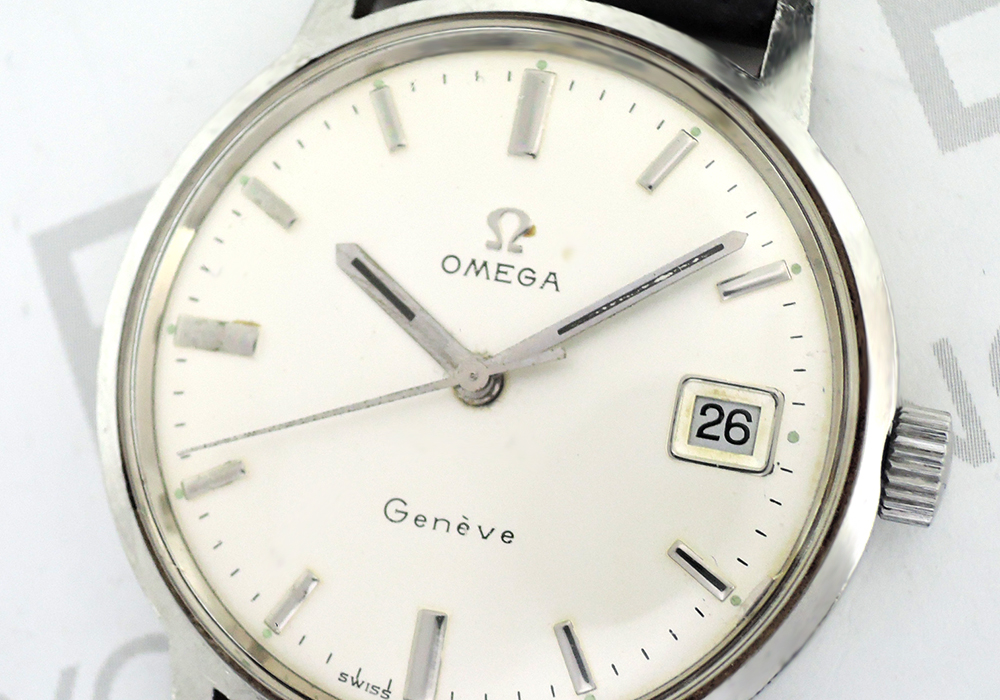 OMEGA ジュネーブ デイト メンズ腕時計 アンティーク 自動巻 シルバー