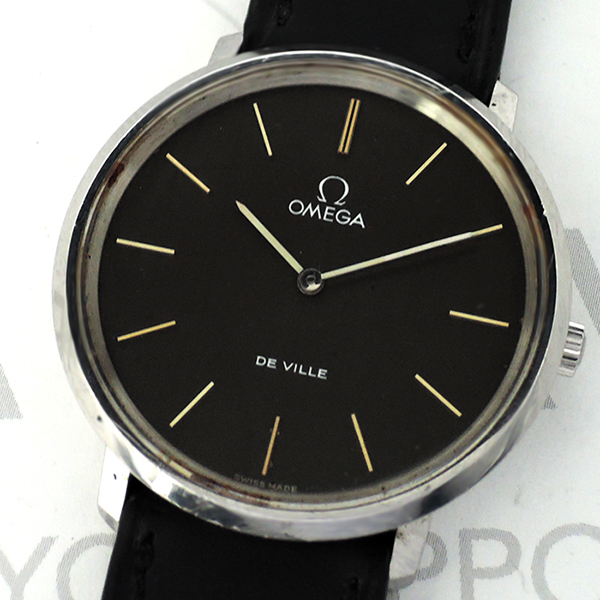 OMEGA デビル DE VILLE アンティーク メンズ腕時計 クオーツ 黒文字盤