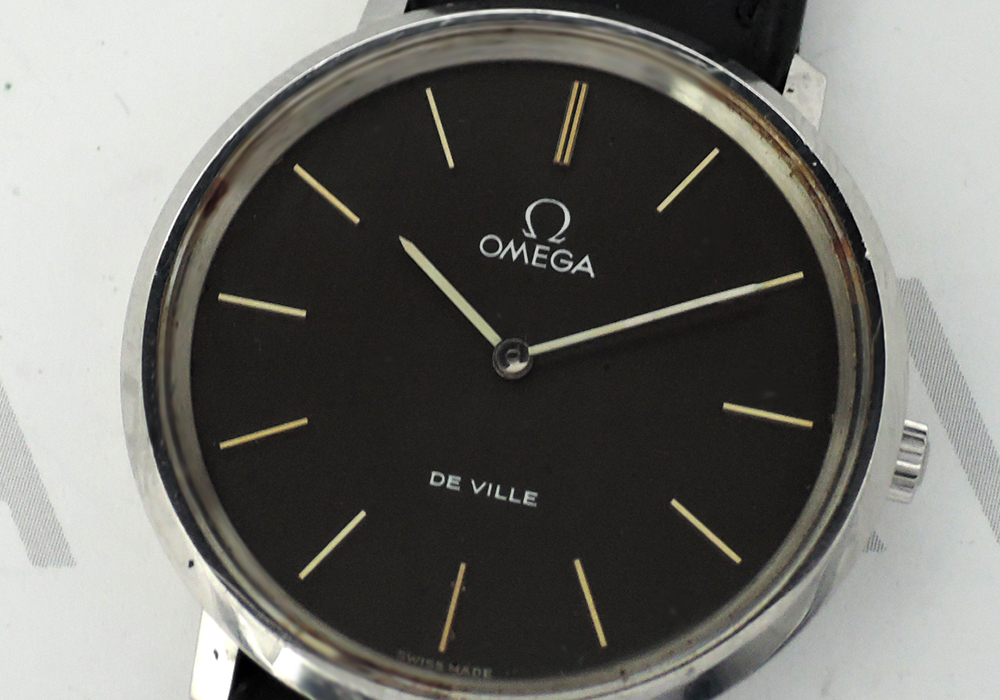 OMEGA デビル DE VILLE アンティーク メンズ腕時計 クオーツ 黒文字盤 ...