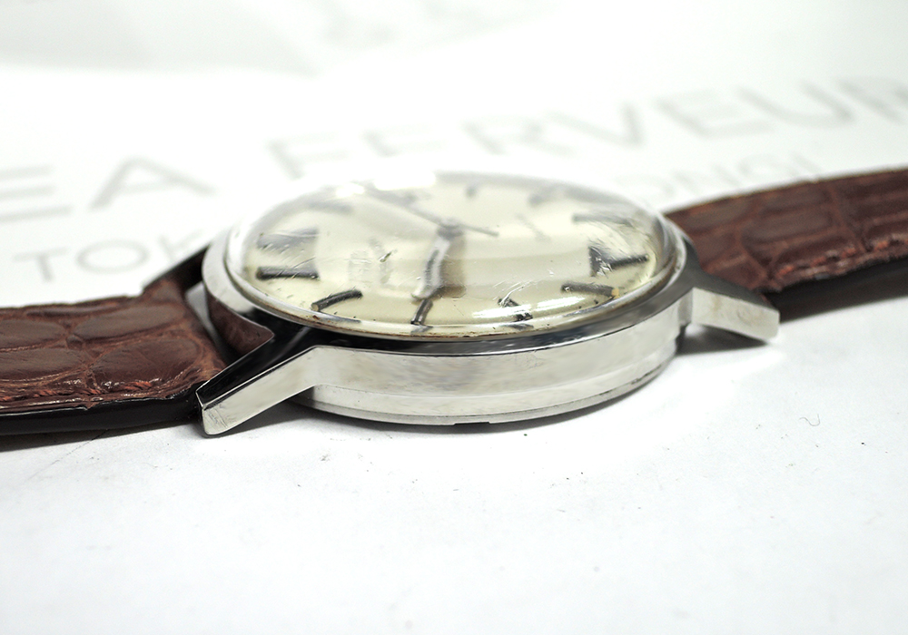 OMEGA ジュネーブ デイト メンズ腕時計 アンティーク 手巻 シルバー文字盤 ステンレス 純正新品ストラップ 【委託時計】