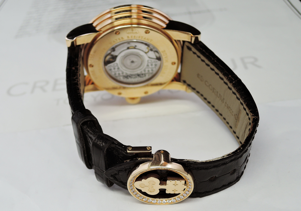 CORUM クラシカル 982.202.85 フライングドラゴン 18K ローズゴールド 自動巻 マザーオブパール リューズダイヤ ベゼルダイヤ バックルダイヤ メンズ腕時計 自動巻 世界限定50本 オーバーホール済
