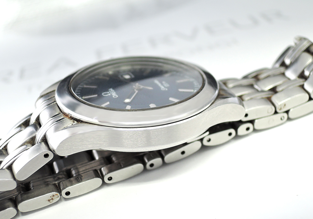 OMEGA シーマスター 120M 2511.81 メンズ腕時計 デイト クオーツ 青文字盤 ステンレス 保証書 【委託時計】