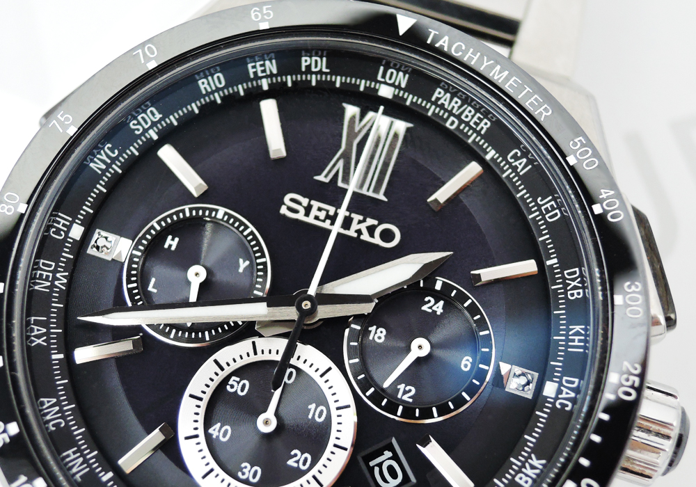 SEIKO ブライツ ラジオウェーブコントロール メンズ腕時計 デイト クロノグラフ ソーラー式 ステンレス×セラミック 【委託時計】