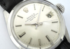 ROLEX オイスターパーペチュアル デイト SS アンティーク ボーイズ腕時計 自動巻 社外ストラップ 【委託時計】