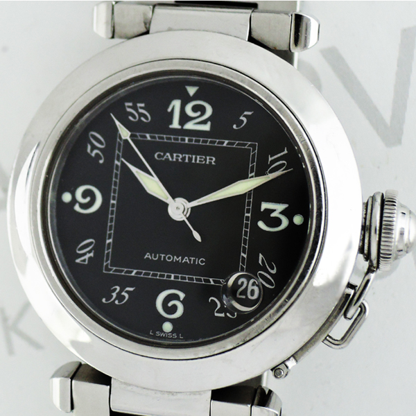 Cartier パシャC 自動巻 腕時計 ボーイズ SS 黒文字盤 【委託時計】