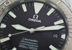 OMEGA シーマスター300m 2230.50 メンズ腕時計 自動巻 SS×WG バックル不良 黒文字盤 【委託時計】