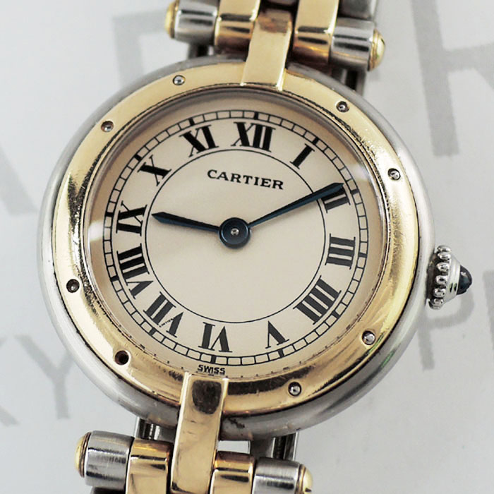 Cartier パンテール ラウンド 2ロウ SS YG クオーツ 腕時計 レディース