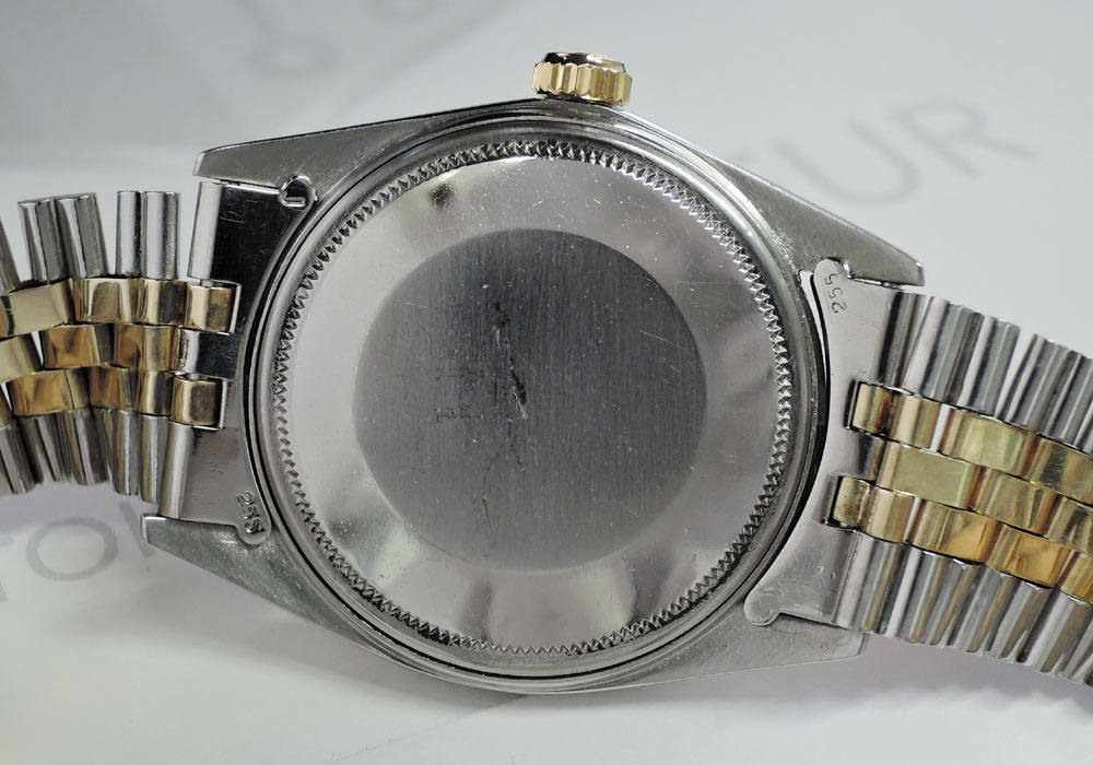 ROLEX デイトジャスト 1601 コンビ 9～番 自動巻 SS 黒文字盤 メンズ 腕時計 【委託時計】