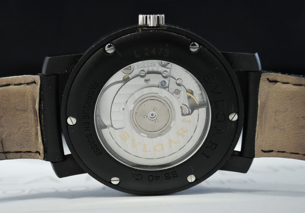 BVLGARI カーボンゴールド BB40CL 自動巻 メンズ 腕時計 ブラック文字