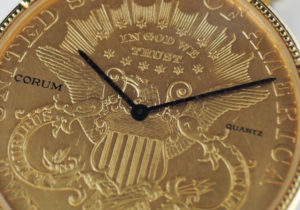 CORUM コインウィッチ $20 1904 アンティーク クォーツ ゴールド文字盤 カミーユフォルネ K18YG メンズ 腕時計 【委託時計】