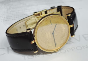 CORUM コインウィッチ $20 1904 アンティーク クォーツ ゴールド文字盤 カミーユフォルネ K18YG メンズ 腕時計 【委託時計】