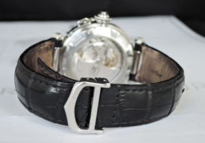 Cartier パシャ38 W3105055 GMTパワーリザーブ 2388 プラチナベゼル/SS 自動巻 腕時計 メンズ 黒文字盤 ギョーシェ 裏スケ 【委託時計】
