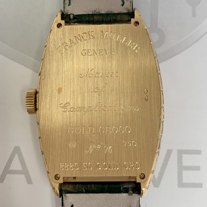 フランクミュラー FRANCK MULLER トノーカーベックス 8880SCGOLDCRO ゴールドクロコ 自動巻 K18PG 保証書 J4890