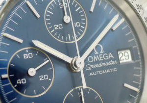 オメガ OMEGA スピードマスターデイト 3511.80 クロノグラフ 青文字盤 自動巻き ステンレス メンズ 時計 CF7625