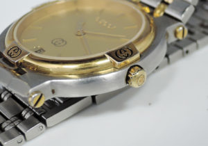 グッチ GUCCI 9000M クォーツ ユニセックス 腕時計 コンビ ゴールド文字盤 CF7646
