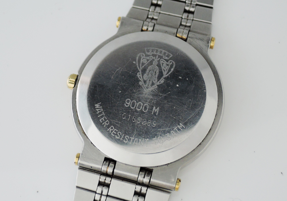 グッチ GUCCI 9000M クォーツ ユニセックス 腕時計 コンビ ゴールド