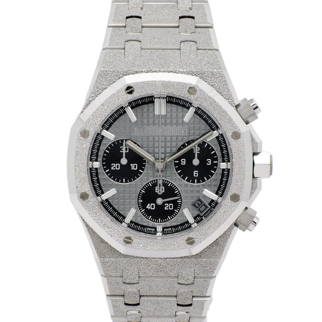 オーデマ・ピゲ ロイヤルオーク クロノグラフ フロステッドゴールド グレー／ブラックダイヤル AT 19cm AUDEMARS PIGUET Royal Oak Chronograph Frosted White Gold 26240BC.GG.1324BC.01 C004388