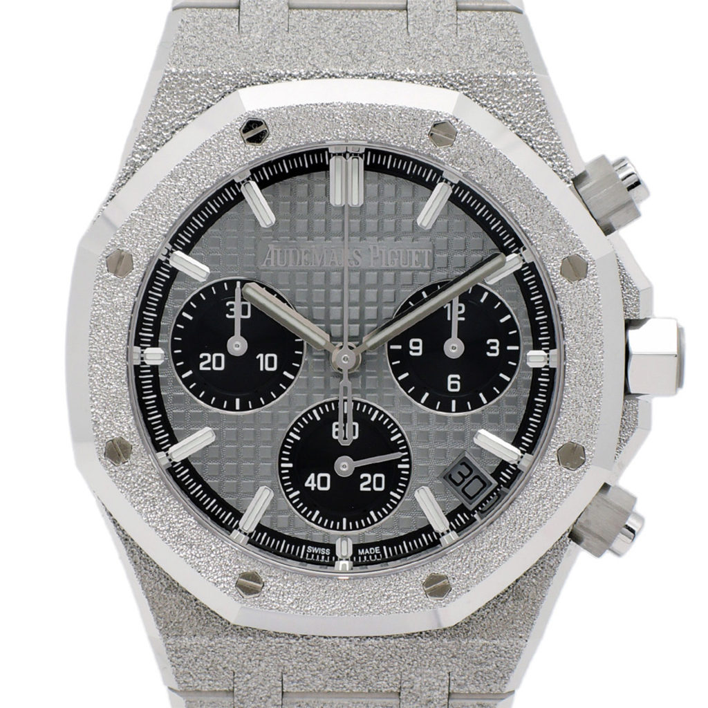 オーデマ・ピゲ ロイヤルオーク クロノグラフ フロステッドゴールド グレー／ブラックダイヤル AT 19cm AUDEMARS PIGUET Royal Oak Chronograph Frosted White Gold 26240BC.GG.1324BC.01 C004388