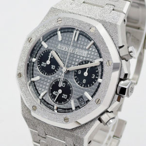 オーデマ・ピゲ ロイヤルオーク クロノグラフ フロステッドゴールド グレー／ブラックダイヤル AT 19cm AUDEMARS PIGUET Royal Oak Chronograph Frosted White Gold 26240BC.GG.1324BC.01 C004388