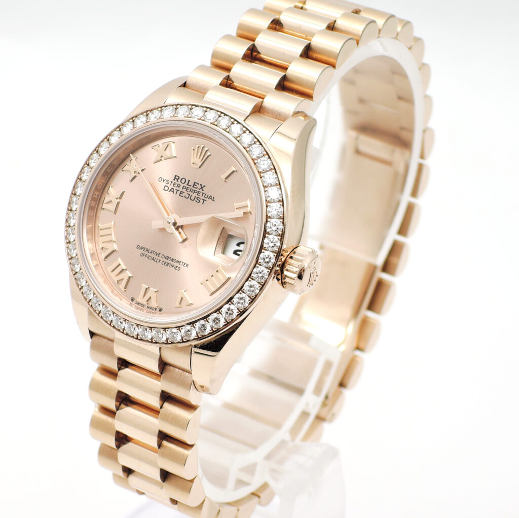 ロレックス デイトジャスト 28 279135RBR 2023年保証書 ピンク ローマン ダイヤモンドベゼル 16cm AT ROLEX Date-Just 28 Pink Roman C00652