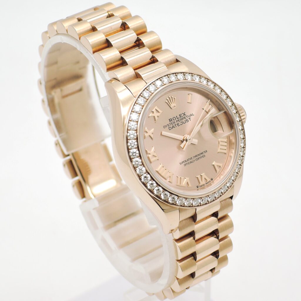 ロレックス デイトジャスト 28 279135RBR 2023年保証書 ピンク ローマン ダイヤモンドベゼル 16cm AT ROLEX Date-Just 28 Pink Roman C00652