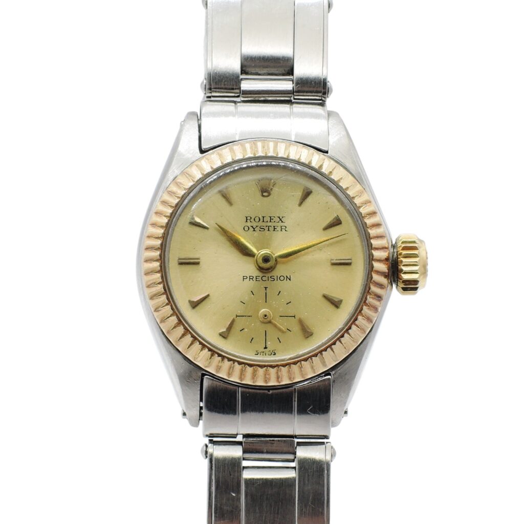 ロレックス オイスタープレシジョン 6525 シャンパン文字盤 HW 14cm ROLEX Oyster Precision Date Champagne C005754