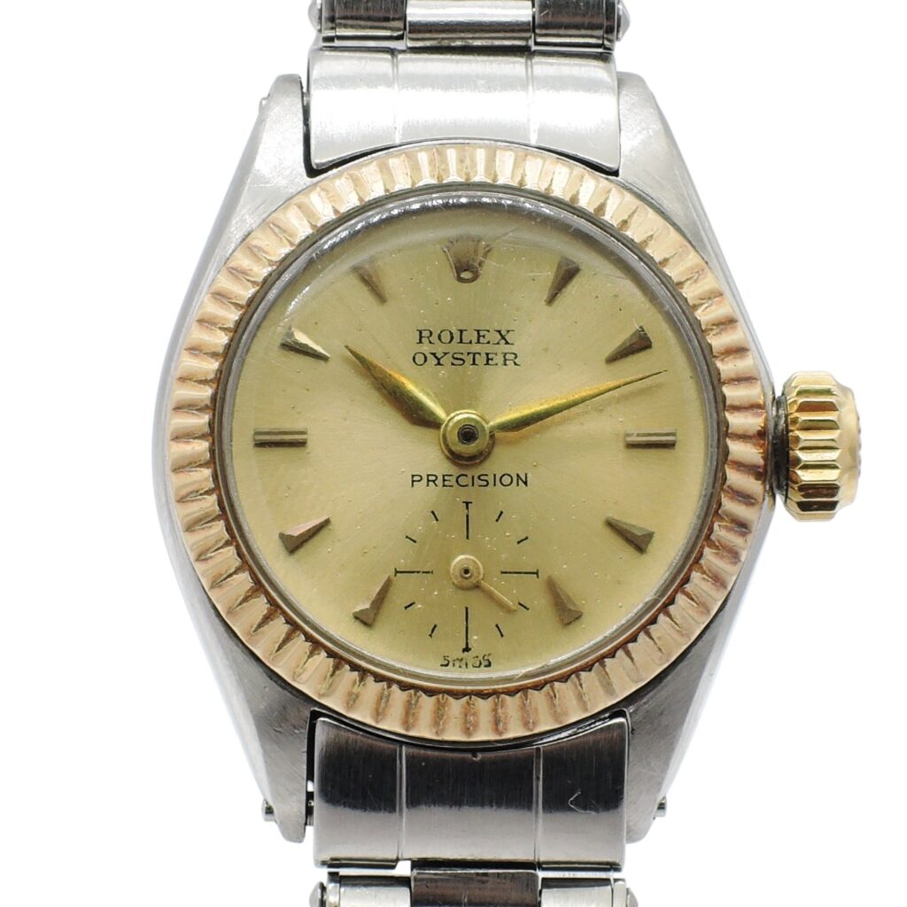 ロレックス オイスタープレシジョン 6525 シャンパン文字盤 HW 14cm ROLEX Oyster Precision Date Champagne C005754