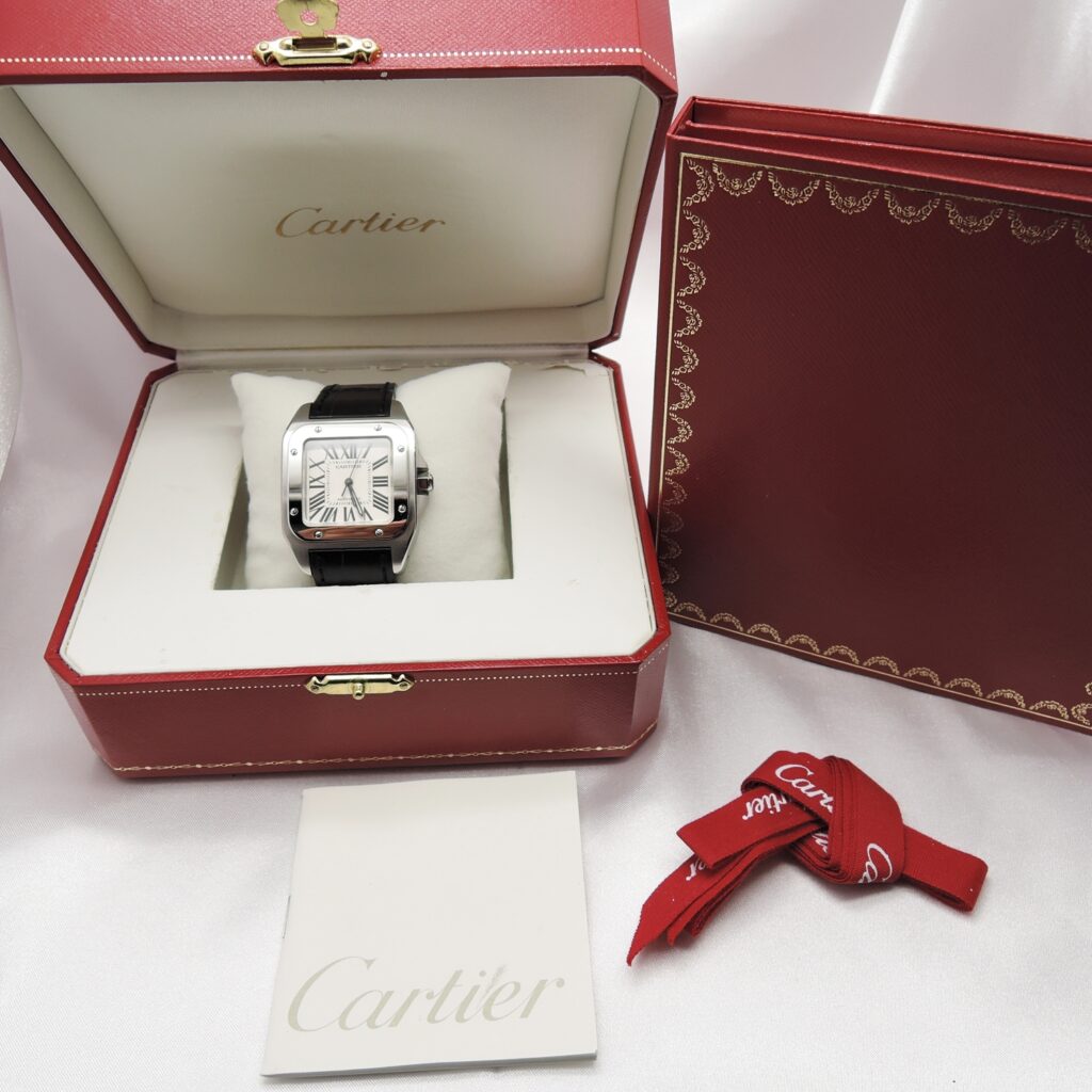 カルティエ サントス 100 MM W20106X8 白 ホワイト 17㎝ 2009年保証書 Cartier Santos 100 MM WhiteRoman C005905