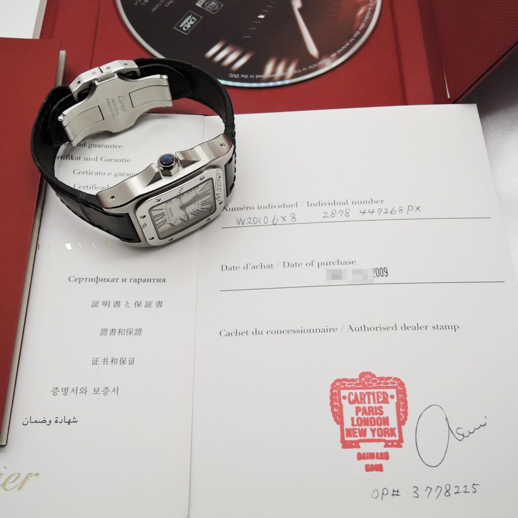 カルティエ サントス 100 MM W20106X8 白 ホワイト 17㎝ 2009年保証書 Cartier Santos 100 MM WhiteRoman C005905