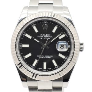 ロレックス デイトジャストⅡ41 116334 2011年保証書 黒 ブラック 17.5cm ROLEX Date-JustⅡ41 Black C006160