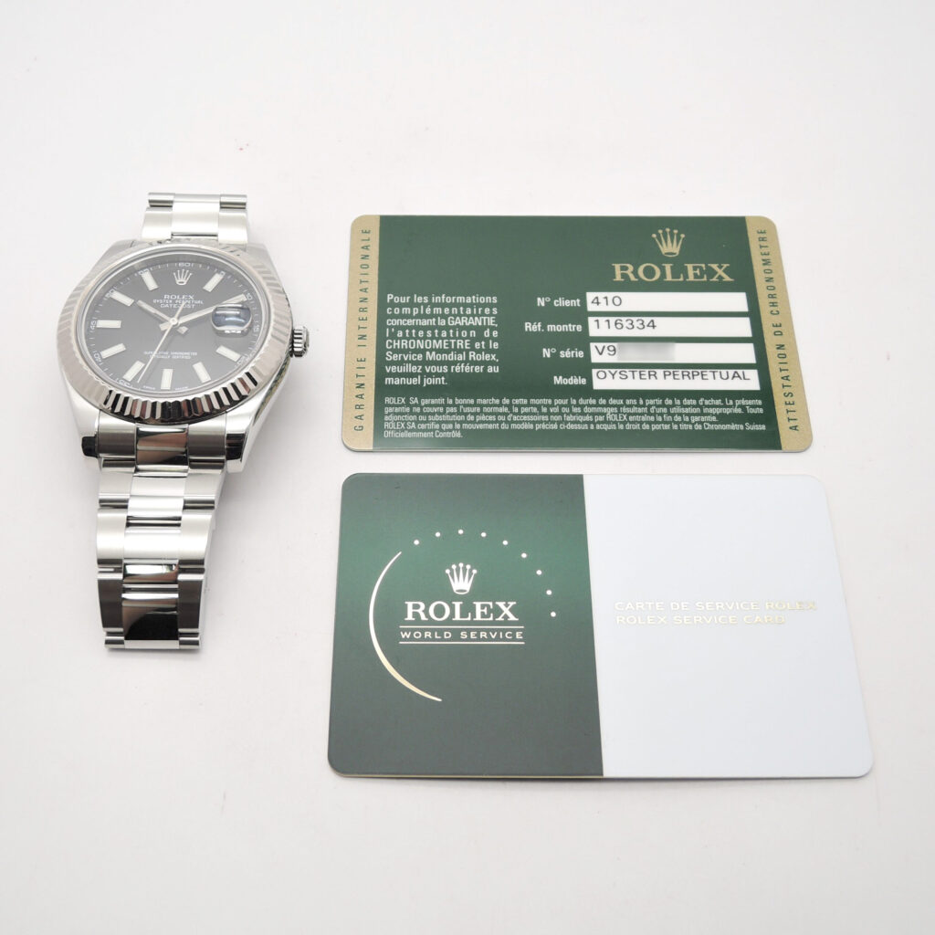 ロレックス デイトジャストⅡ41 116334 2011年保証書 黒 ブラック 17.5cm ROLEX Date-JustⅡ41 Black C006160